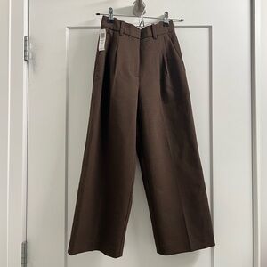 Aritzia (Wilfred) Dark Brown Heather Rich Cocoa Effortless CROP Pants